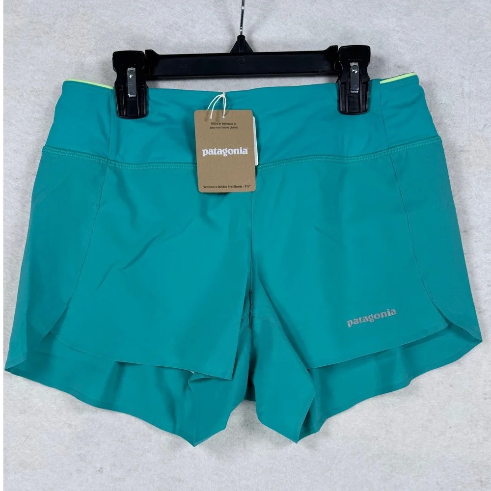 Patagonia Women's Strider Pro Shorts 3.5 Teal Blue Running Small NWT - Picture 1 of 8